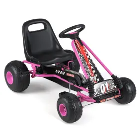 TQ10499PI COSTWAY Kids Pedal Go Kart Clutch Brake Wheels Pink
