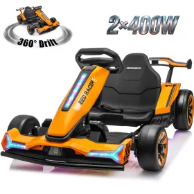 Joyracer 445018160163 24v Kids Go Kart 2x400w Motors Electric Drift Car Adjustable Length 360