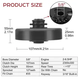 10B-1404-Z LOTFANCY Go Kart Clutch Centrifugal Chain #2