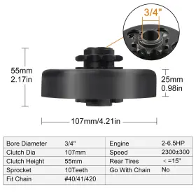 958104825415 LOTFANCY Go Kart Clutch Chain Centrifugal Cl 420 #2
