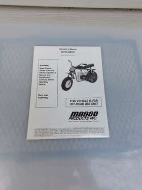593-00 MANCO Go Kart Supplement Operator Manual Mini