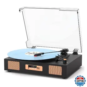 B0DX6J7C9V MANGOSTAN Record Player Turntable Bluetooth Usb Sd