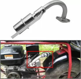 768432764494 MGWILL Exhaust Muffler Go Kart Mini GX160 GX200