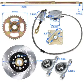 GS1563051FE MUPARKT Go Kart Rear Axle Brake Sprocket Hub Kit #2