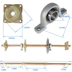 GS1563051FE MUPARKT Go Kart Rear Axle Brake Sprocket Hub Kit #3