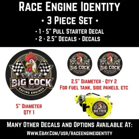 BCX3 RACE ENGINE IDENTITY Big Cock Racing Engines Decal Set