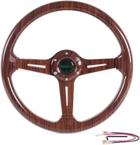 RS-STW058-MA RASTP Wood Grain Racing Steering Wheel Abs