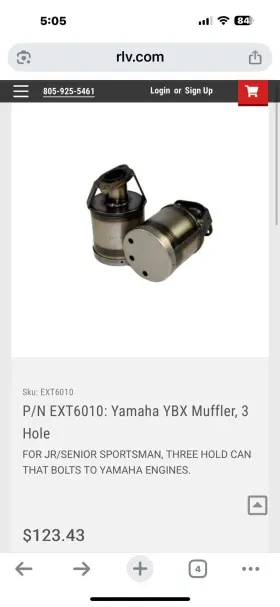 EXT6010 RLV Go Kart Ybx Muffler Exhaust Engines Yamaha EXT6010 RLV Go Kart Ybx Muffler Exhaust Engines Yamaha