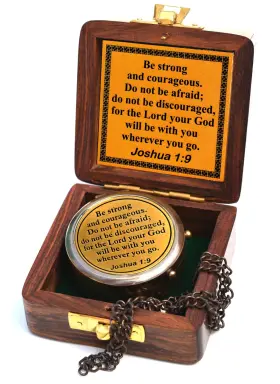 B0BL3861TX SARA NAUTICAL Courageous Joshua Wooden Box Compass