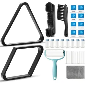 Shinyrelief B0dns9d7hv 22pcs Pool Table Brush Set With Wood Billiard Rack And Accessories