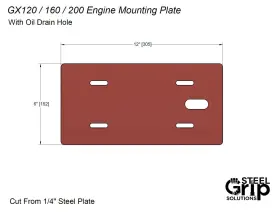 GX120160200OD STEEL GRIP SOLUTIONS Engine Mount Plate Oil