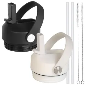 Syacot B0c9z8wjlf Yeti Rambler Water Bottle Straw Lid Replacement Cap 12-64oz With Brush Black/white