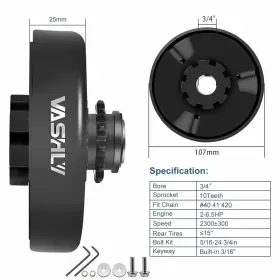 755795676144 VASHLY Go Kart Clutch Chain Ce 420 Predator #3