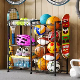 B0D9NLSF7Q YUYETUYO Sports Organizer Ball Storage Rack Straps