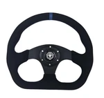 12.5" D-shaped Suede Steering Wheel Blue Stitch, Black Spoke, W/horn. Fixed Price $80.00.