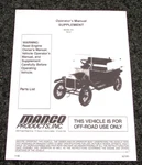 Manco 763-01 Go-kart Supplement Operator Parts List Manual Cart. Fixed Price $11.99.