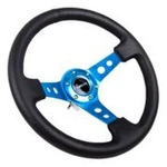 Nrg Reinforced 350mm Black Leather Steering Wheel With Blue Circle Cutouts. Fixed Price $147.99.
