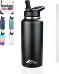 32oz Insulated Water Bottle With Straws & 2 Lids, Stainless Steel Double Walled. Fixed Price $19.14.