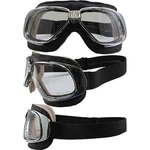 Rider Nannini Hand-sewn Padded Brown Leather Goggles Silver Frames Clear Lens. Fixed Price $89.99.