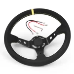 350mm14inch Deep Dish 92mm 6 Bolt Racing Yellow Suede Steering Wheel Horn Button. Fixed Price $92.20.