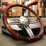 14" Inch Billet Polished & Wood Steering Wheel Bowtie Horn, 6 Hole, Passenger.... Fixed Price $336.69.