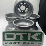 Otk Axp (4) 130mm Rain Wet Aluminum Kart Wheels Oem Silver (used) Bead Locks. Fixed Price $375.00.