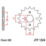 Jt Front Sprocket 14 Tooth 520 Pitch Jtf1324.14 Large Spline 6 17/20 Mm. Fixed Price $16.82.