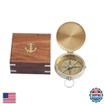 Hampton Nautical Solid Brass Gentlemen's Compass W/ Rosewood Box 4". Fixed Price $41.90.