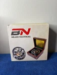 Sara Nautical Antique Brass Sundial Compass And Clock In Wooden Box New. Fixed Price $45.00.