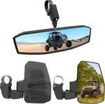 Utv Mirror+side Mirrors Set 1 Center Rearview Mirror + 2 Side Mirrors., Black. Fixed Price $114.97.