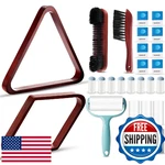 Shinyrelief 22 Pcs Pool Table Brush Set Wooden Billiard Rack 8 Or 9 Ball Triangl. Fixed Price $68.31.