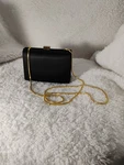 Valerie Stevens Black Clutch With Gold Chain Strap Mini Mirror Attached Inside. Fixed Price $10.82.
