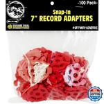 (100) Red Flat 45 Rpm Record Adapters - Snap-in For 7" Records. Fixed Price $34.39.