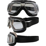 Nannini Rider Hand Sewn Brown Leather Goggles Chrome Frames Clear Anti-fog Lens. Fixed Price $89.99.