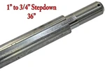 36" Deluxe Flexpruf Steel Step-down Axle - 1" To 3/4" (standard). Fixed Price $48.95.