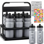 Suclain 7 Pcs 20 Oz Water Bottle Carrier Set W/wide Mouth, Stickers - Sports, Gy. Fixed Price $53.98.