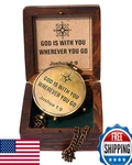 God Is With You Joshua 1:9 Solid Brass Directional Engraved Compass. Fixed Price $61.59.