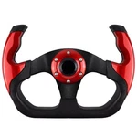 Qymopay Universal Racing Steering Wheel, 6 Bolt Anti-slip Leather 13.8, Red. Fixed Price $29.09.