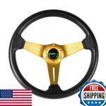 Rastp Universal Racing Steering Wheel 13.8"/350mm 6 Bolts Grip Vinyl Leather & A. Fixed Price $57.87.