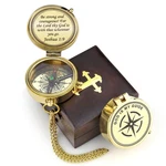 God Is My Guide Polished Brass Compass, Engraved Scripture, Display Box. Fixed Price $66.01.