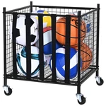 Vevor Rolling Sports Ball Storage Cart, Lockable Cage W/ Elastic Straps. Fixed Price $80.15.