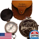 Engraved Brass Pocket Compass For Men - Hiking & Adventure Gift. Fixed Price $70.66.