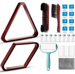 Shinyrelief 22 Pcs Pool Table Brush Set, Billiard Rack, Chalk, Cue Tips. Fixed Price $62.63.